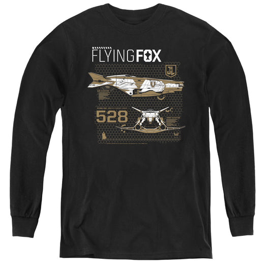Justice League Movie Flying Fox Long Sleeve Kids Youth T Shirt Black