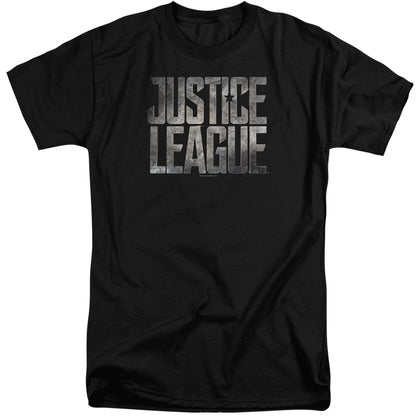 Justice League Movie Metal Logo Mens Tall T Shirt Black Officially Licensed