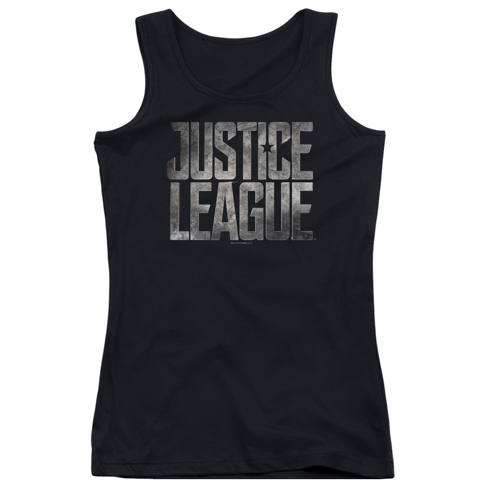 Justice League Movie Metal Logo Womens Tank Top Shirt Black