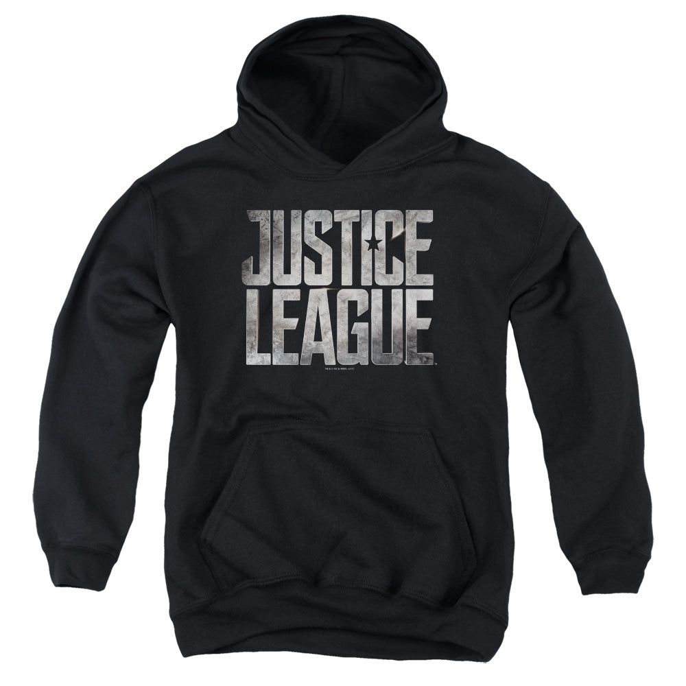 Justice League Movie Metal Logo Kids Youth Hoodie Black