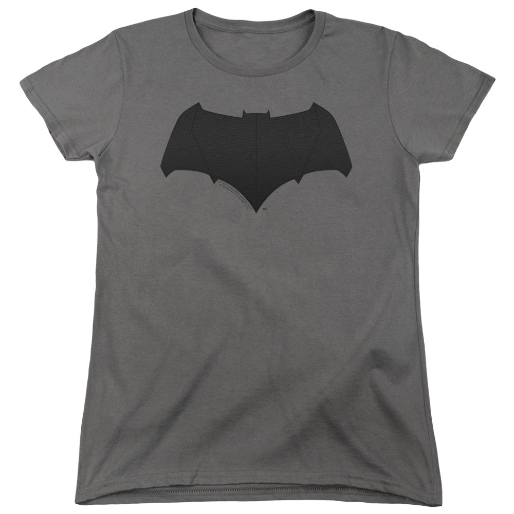 Justice League Movie Batman Logo Womens T Shirt Charcoal