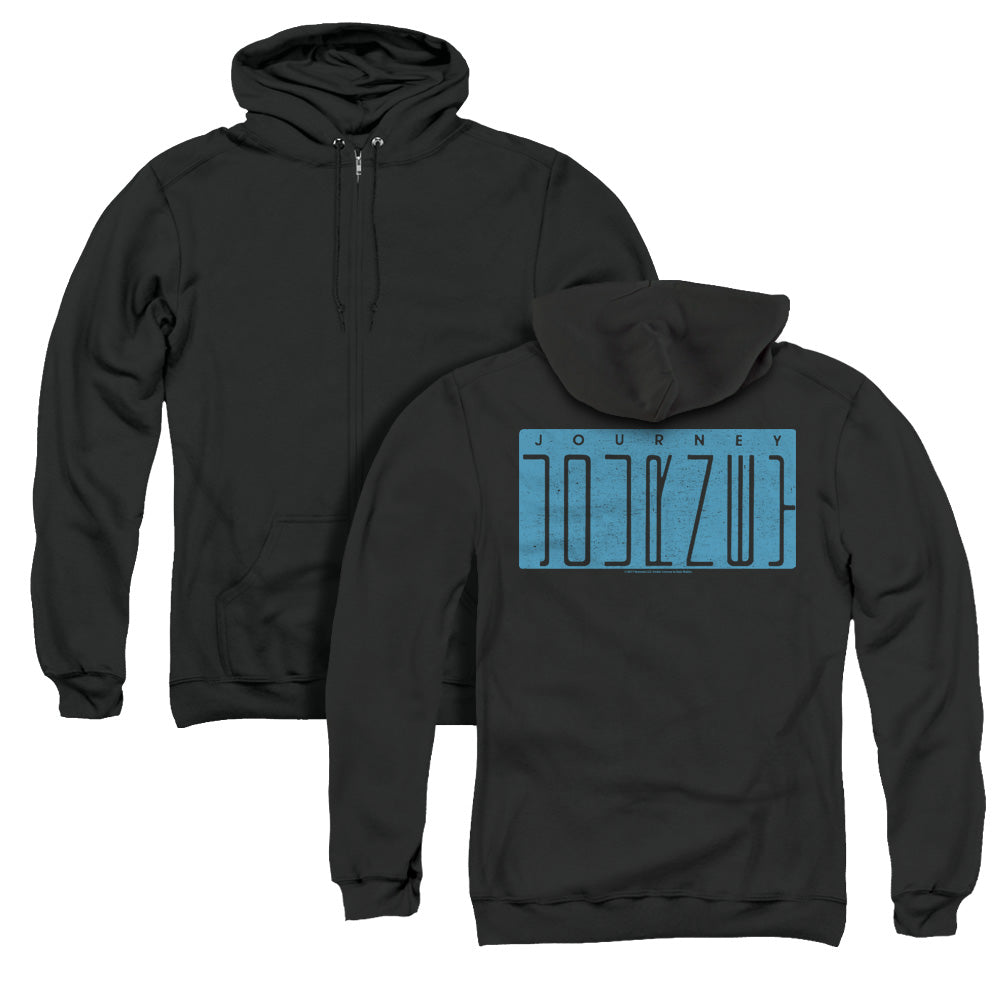 Journey Escape Logo Back Print Zipper Mens Hoodie Black