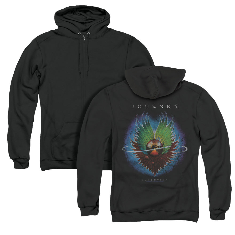 Journey Evolution Back Print Zipper Mens Hoodie Black