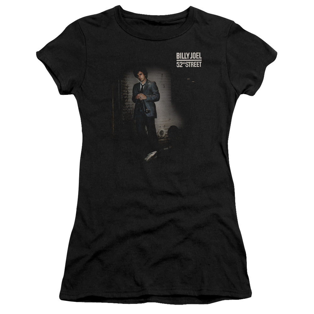 Billy Joel 52nd Street Junior Sheer Cap Sleeve Premium Bella Canvas Womens T Shirt Black
