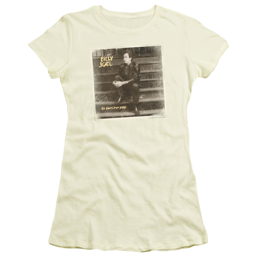 Billy Joel An Innocent Man Junior Sheer Cap Sleeve Womens T Shirt Cream