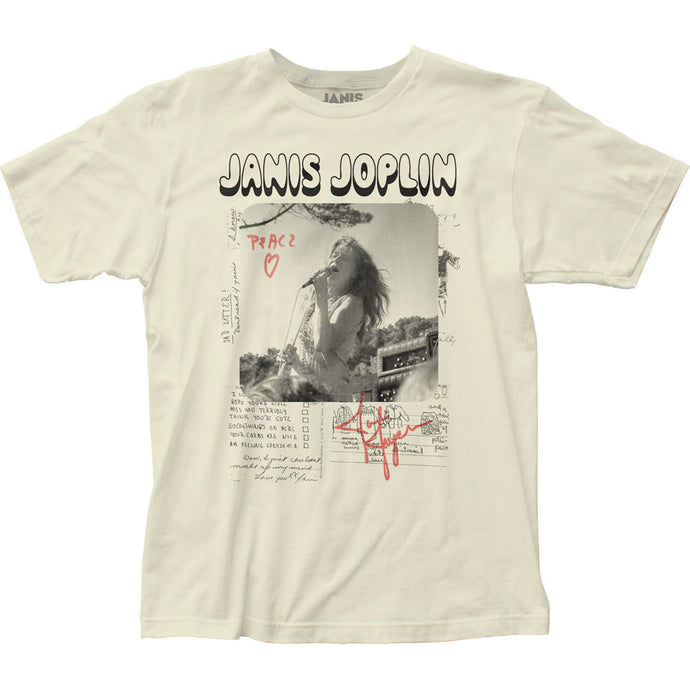 Janis Joplin Peace Mens T Shirt Vintage White