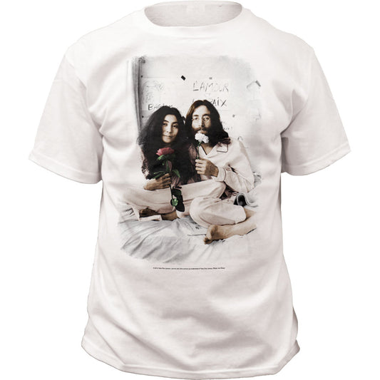 John Lennon In Bed Mens T Shirt White