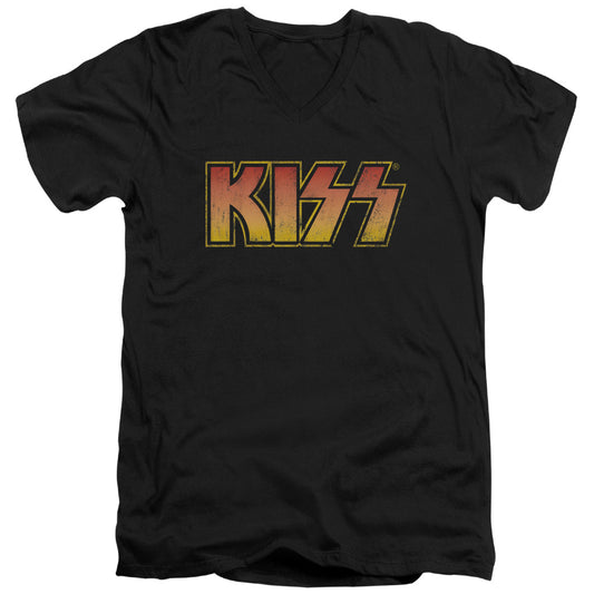 KISS Classic Mens Slim Fit V-Neck T Shirt Black