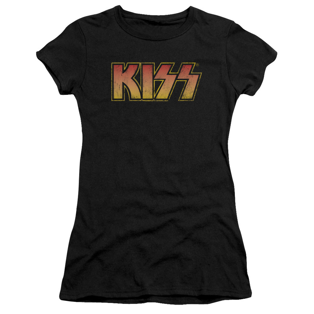 KISS Classic Junior Sheer Cap Sleeve Premium Bella Canvas Womens T Shirt Black