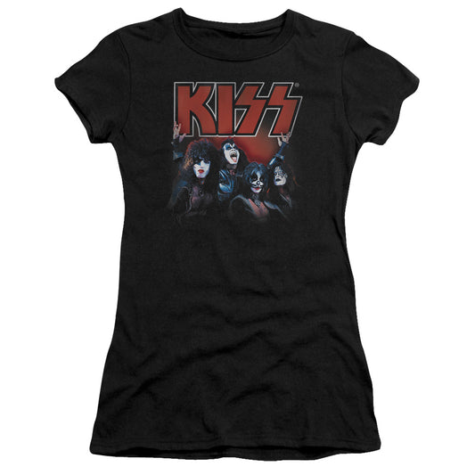 KISS Kings Junior Sheer Cap Sleeve Womens T Shirt Black