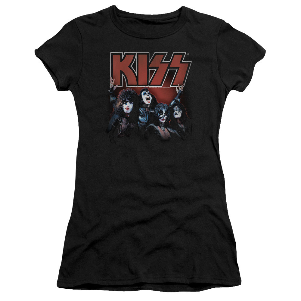 KISS Kings Junior Sheer Cap Sleeve Premium Bella Canvas Womens T Shirt Black