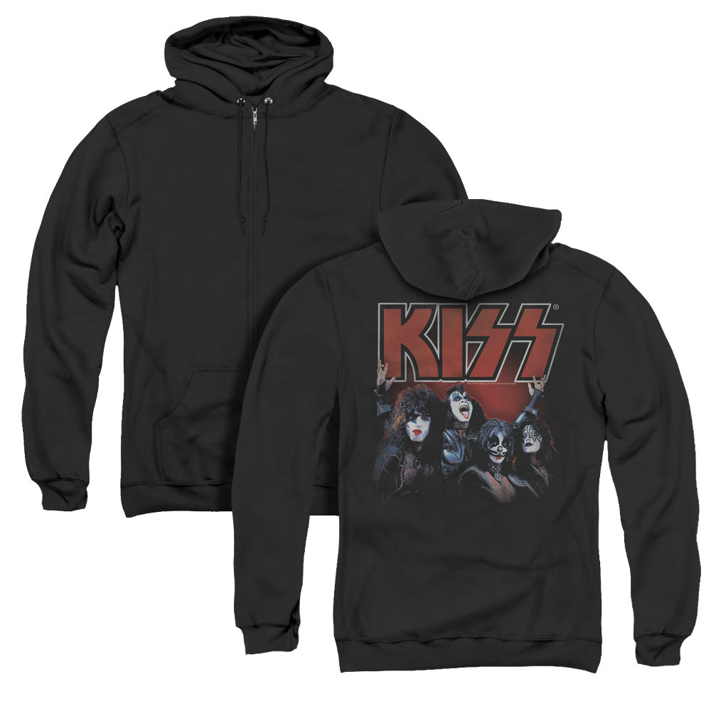 KISS Kings Back Print Zipper Mens Hoodie Black