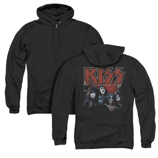 KISS Kings Back Print Zipper Mens Hoodie Black