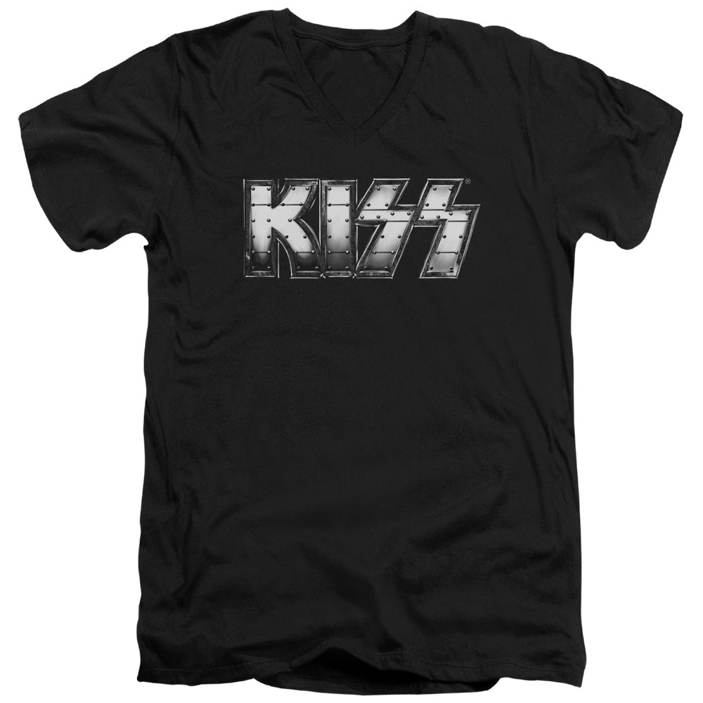 KISS Heavy Metal Mens Slim Fit V-Neck T Shirt Black