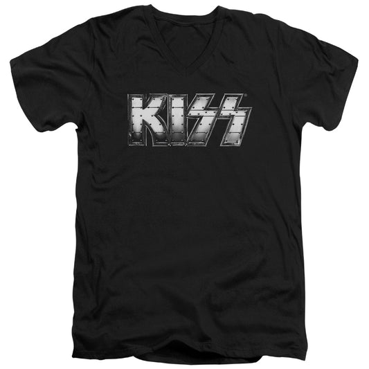 KISS Heavy Metal Mens Slim Fit V-Neck T Shirt Black