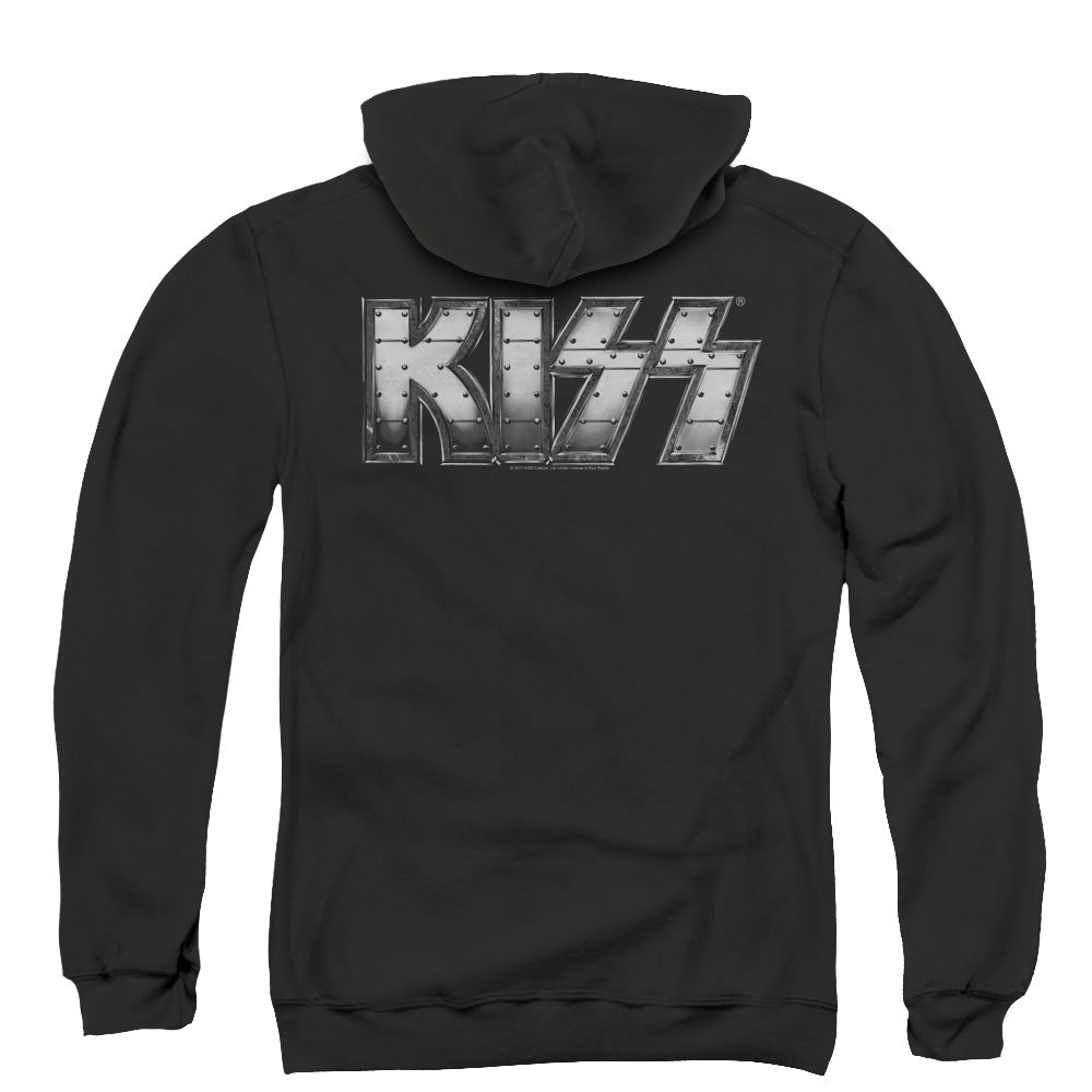 KISS Heavy Metal Back Print Zipper Mens Hoodie Black