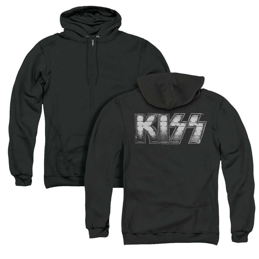 KISS Heavy Metal Back Print Zipper Mens Hoodie Black