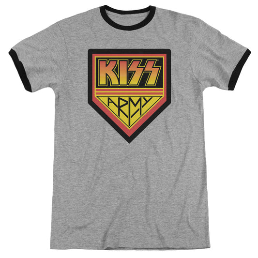 KISS Army Logo Heather Ringer Mens T Shirt Heather