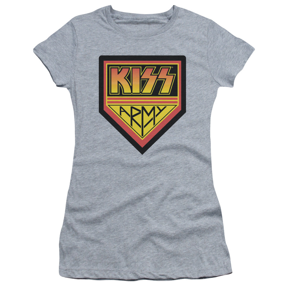 KISS Army Logo Junior Sheer Cap Sleeve Womens T Shirt Athletic Heather