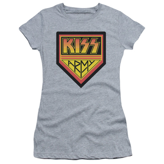 KISS Army Logo Junior Sheer Cap Sleeve Womens T Shirt Athletic Heather