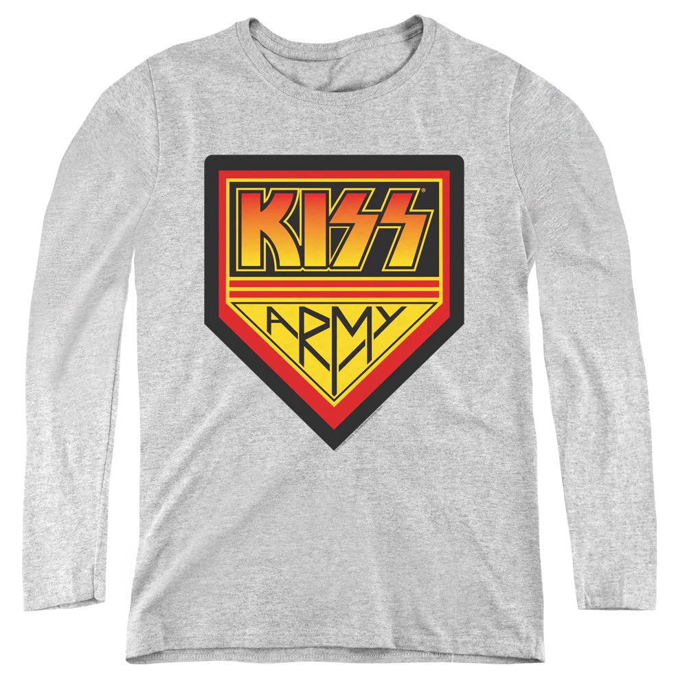 KISS Army Logo Womens Long Sleeve Shirt Athletic Heather