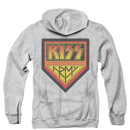 KISS Army Logo Back Print Zipper Mens Hoodie Athletic Heather