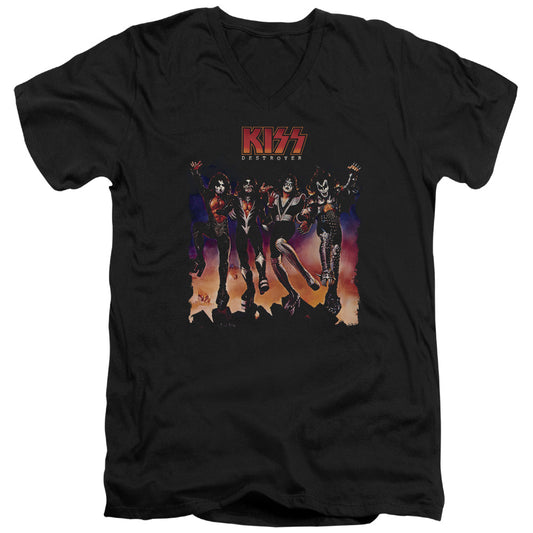 KISS Destroyer Cover Mens Slim Fit V-Neck T Shirt Black