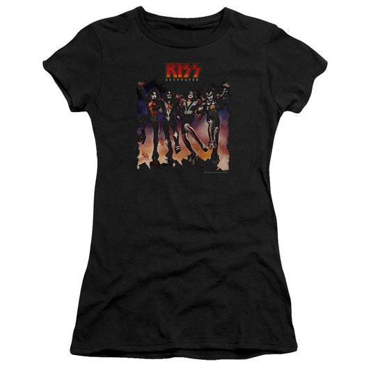 KISS Destroyer Cover Junior Sheer Cap Sleeve Premium Bella Canvas Womens T Shirt Black