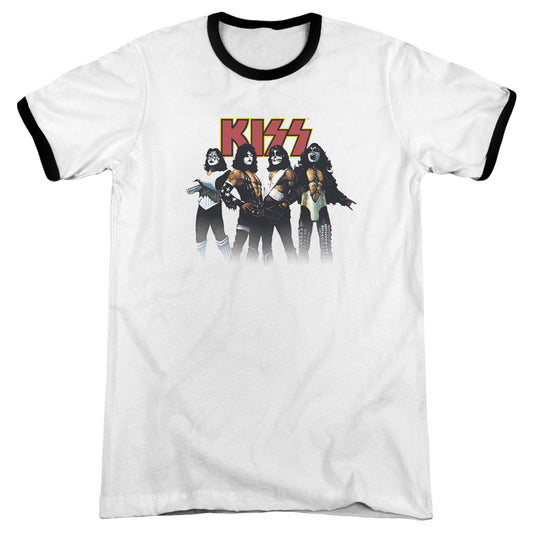 KISS Throwback Pose Heather Ringer Mens T Shirt White