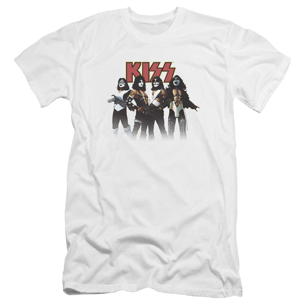 KISS Throwback Pose Premium Bella Canvas Slim Fit Mens T Shirt White