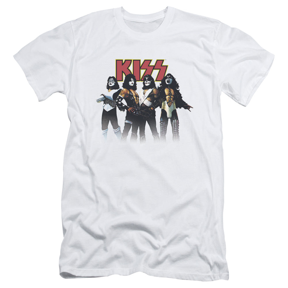 KISS Throwback Pose Slim Fit Mens T Shirt White