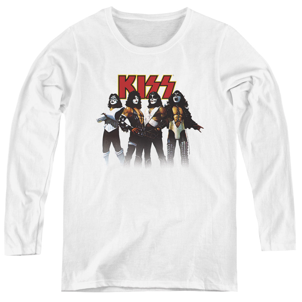 KISS Throwback Pose Womens Long Sleeve Shirt White