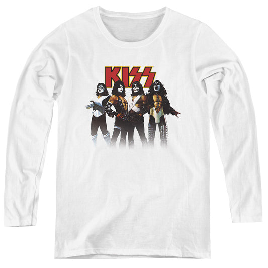 KISS Throwback Pose Womens Long Sleeve Shirt White