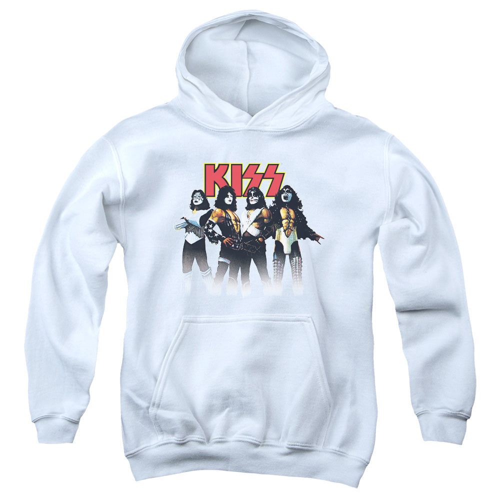 KISS Throwback Pose Kids Youth Hoodie White