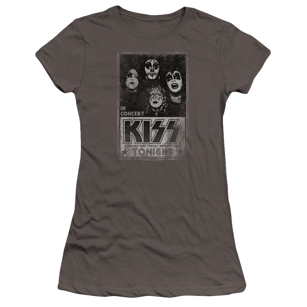 KISS Live Junior Sheer Cap Sleeve Premium Bella Canvas Womens T Shirt Charcoal