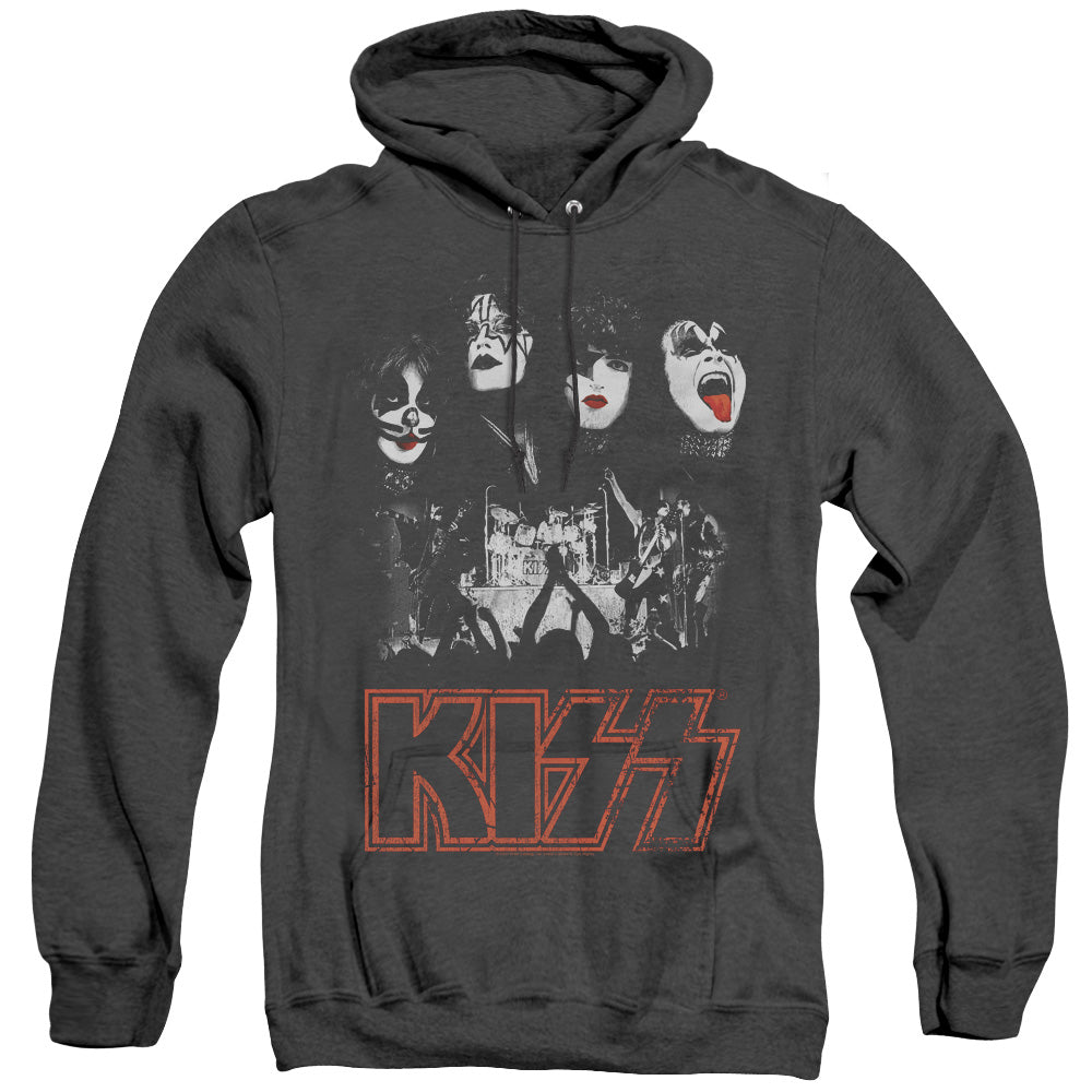 KISS Rock The House Heather Mens Hoodie Black