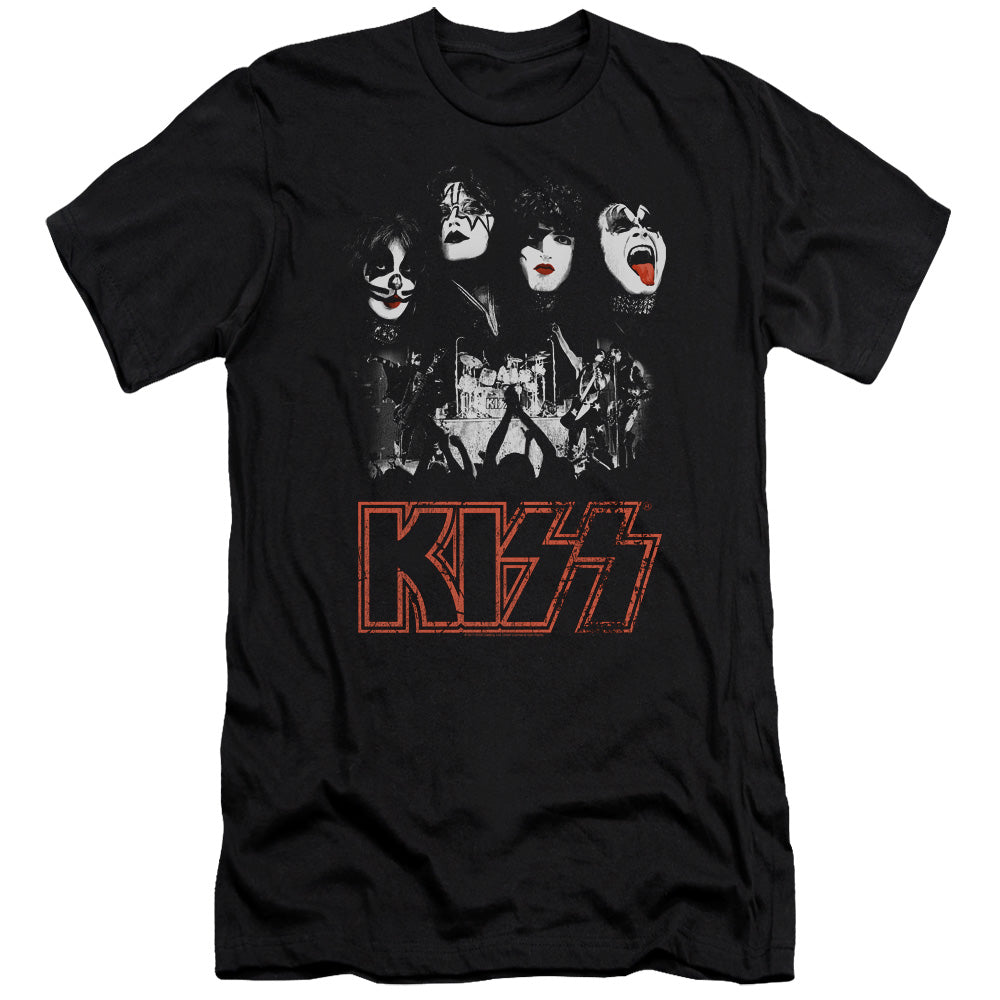 KISS Rock The House Premium Bella Canvas Slim Fit Mens T Shirt Black