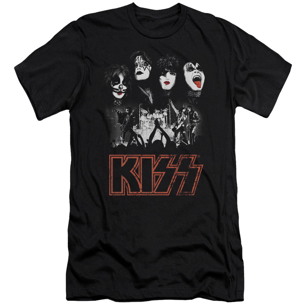 KISS Rock The House Slim Fit Mens T Shirt Black