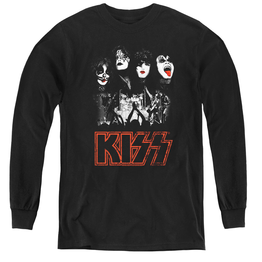 KISS Rock The House Long Sleeve Kids Youth T Shirt Black