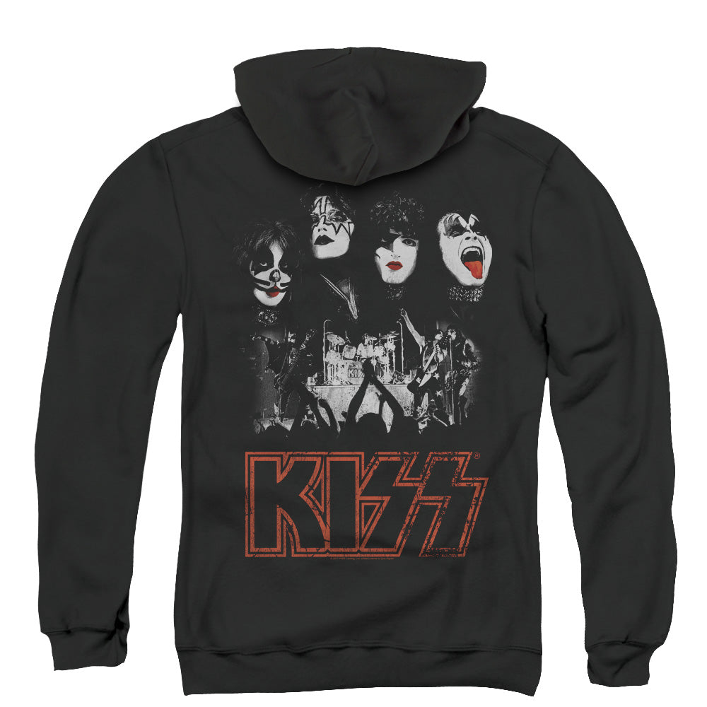 KISS Rock The House Back Print Zipper Mens Hoodie Black