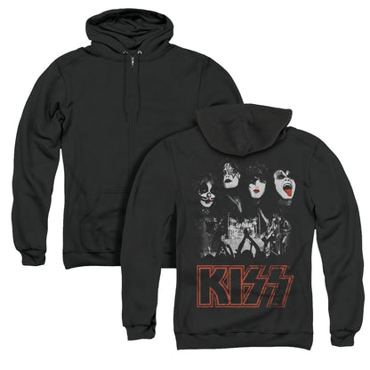 KISS Rock The House Back Print Zipper Mens Hoodie Black