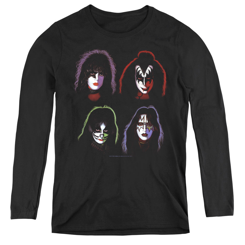 KISS Solo Heads Womens Long Sleeve Shirt Black