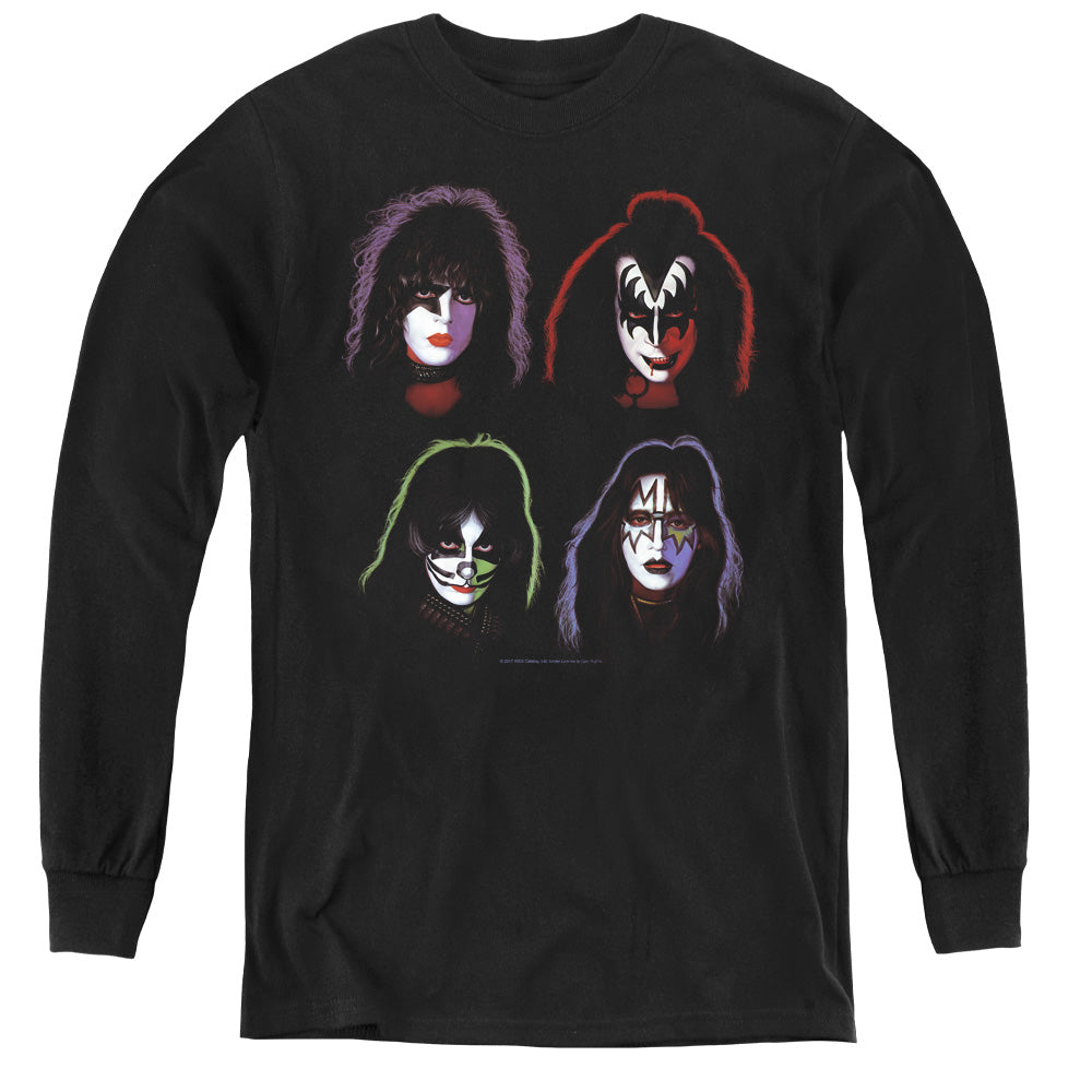 KISS Solo Heads Long Sleeve Kids Youth T Shirt Black