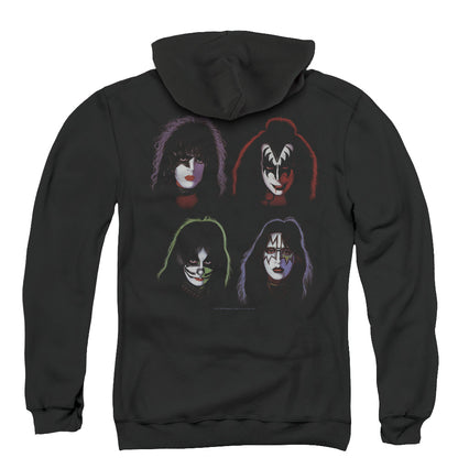 KISS Solo Heads Back Print Zipper Mens Hoodie Black