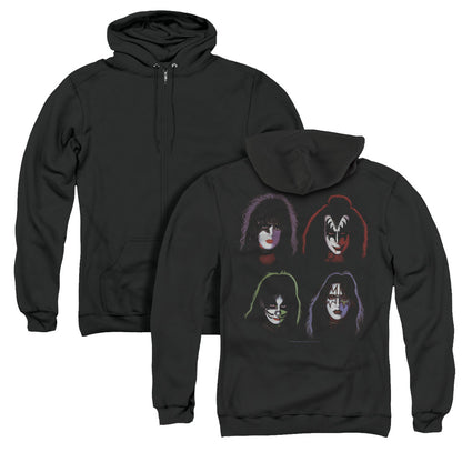 KISS Solo Heads Back Print Zipper Mens Hoodie Black