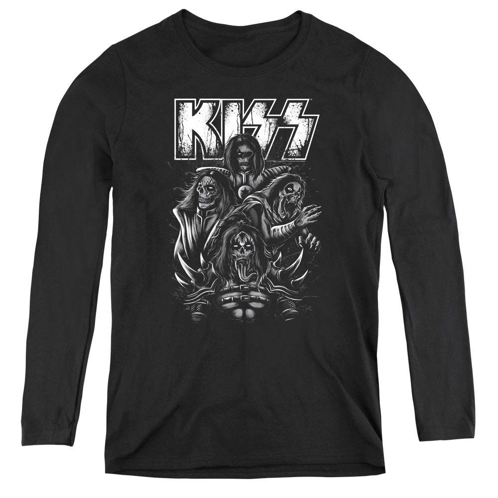 KISS Skull Womens Long Sleeve Shirt Black