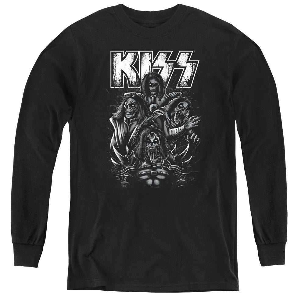 KISS Skull Long Sleeve Kids Youth T Shirt Black