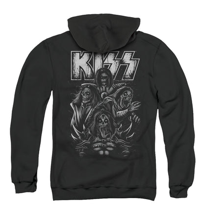 KISS Skull Back Print Zipper Mens Hoodie Black