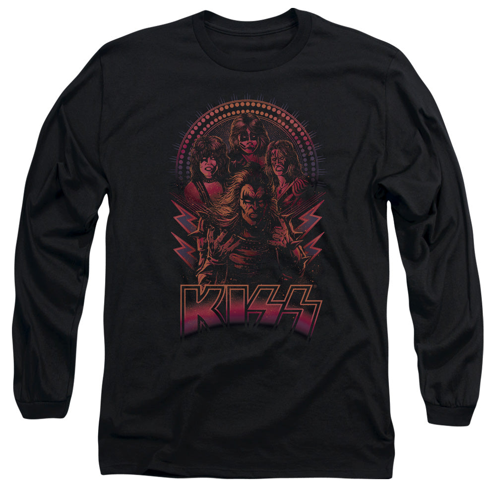 KISS Comic Style Mens Long Sleeve Shirt Black