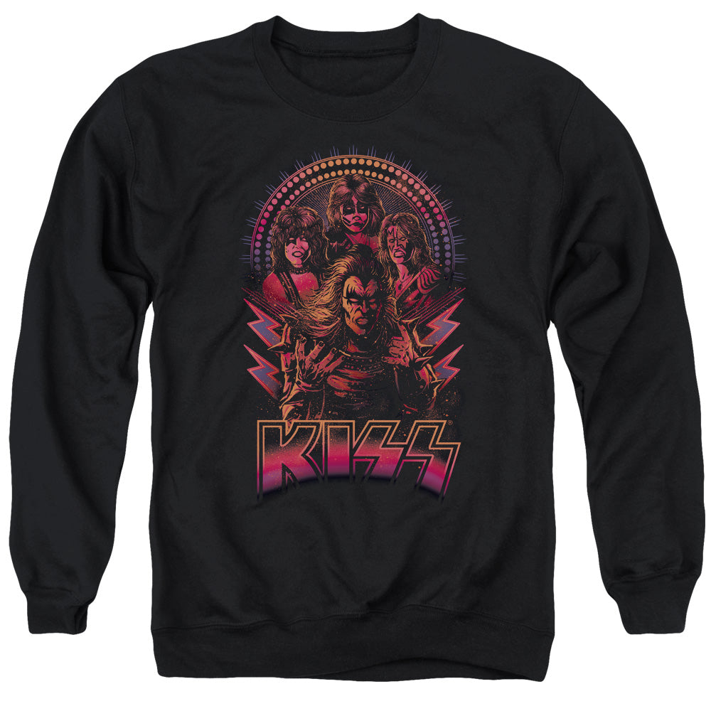 KISS Comic Style Mens Crewneck Sweatshirt Black